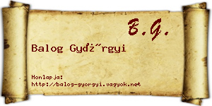 Balog Györgyi névjegykártya